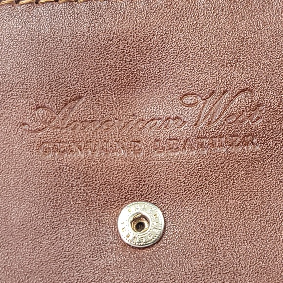 NWT American West Tooled Leather Wallet Brown 7" Snap Closure Western Design VTG - Picture 11 of 16